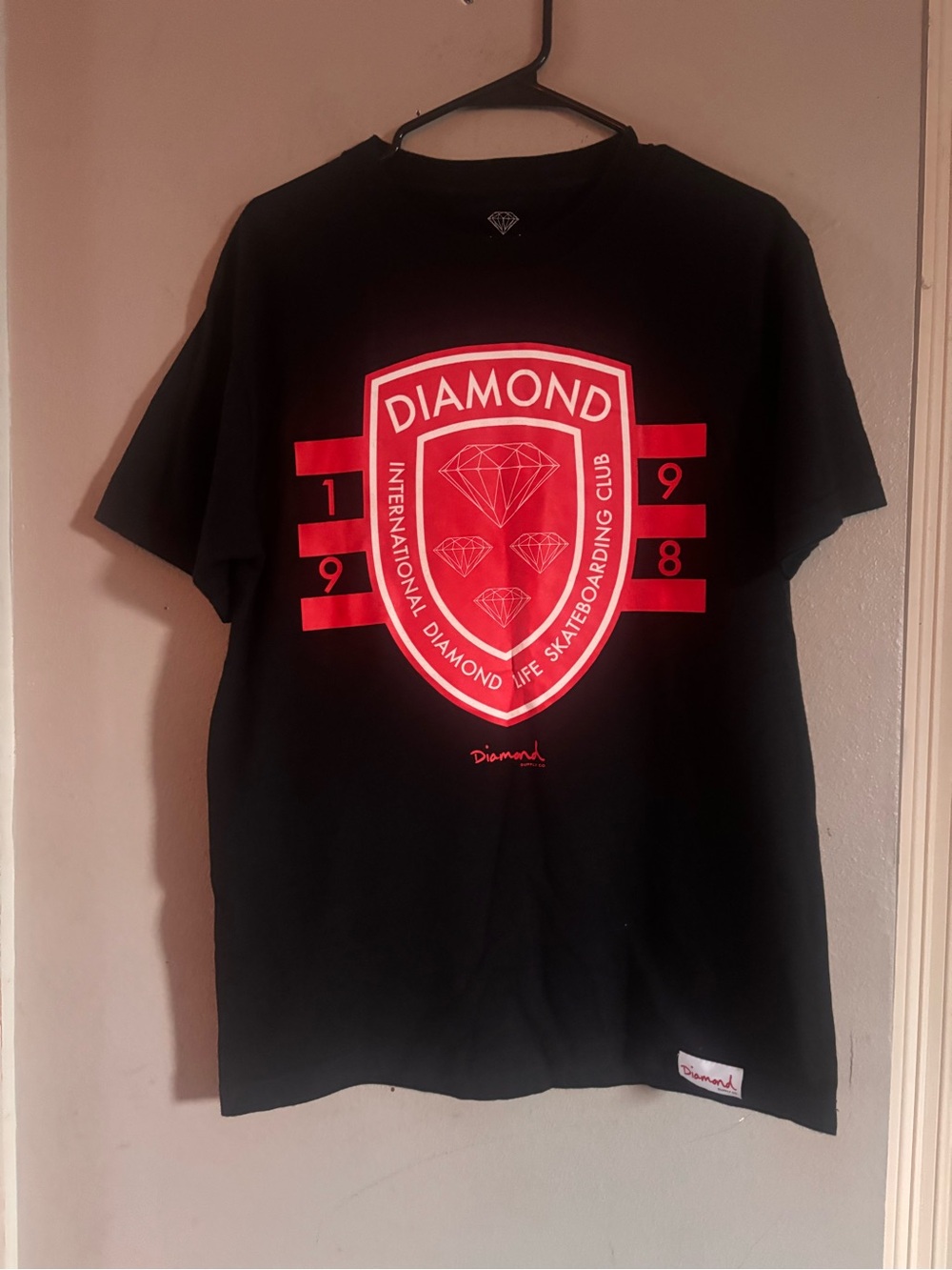 Diamond Supply Co. Black Tee with Red Shield Graphic